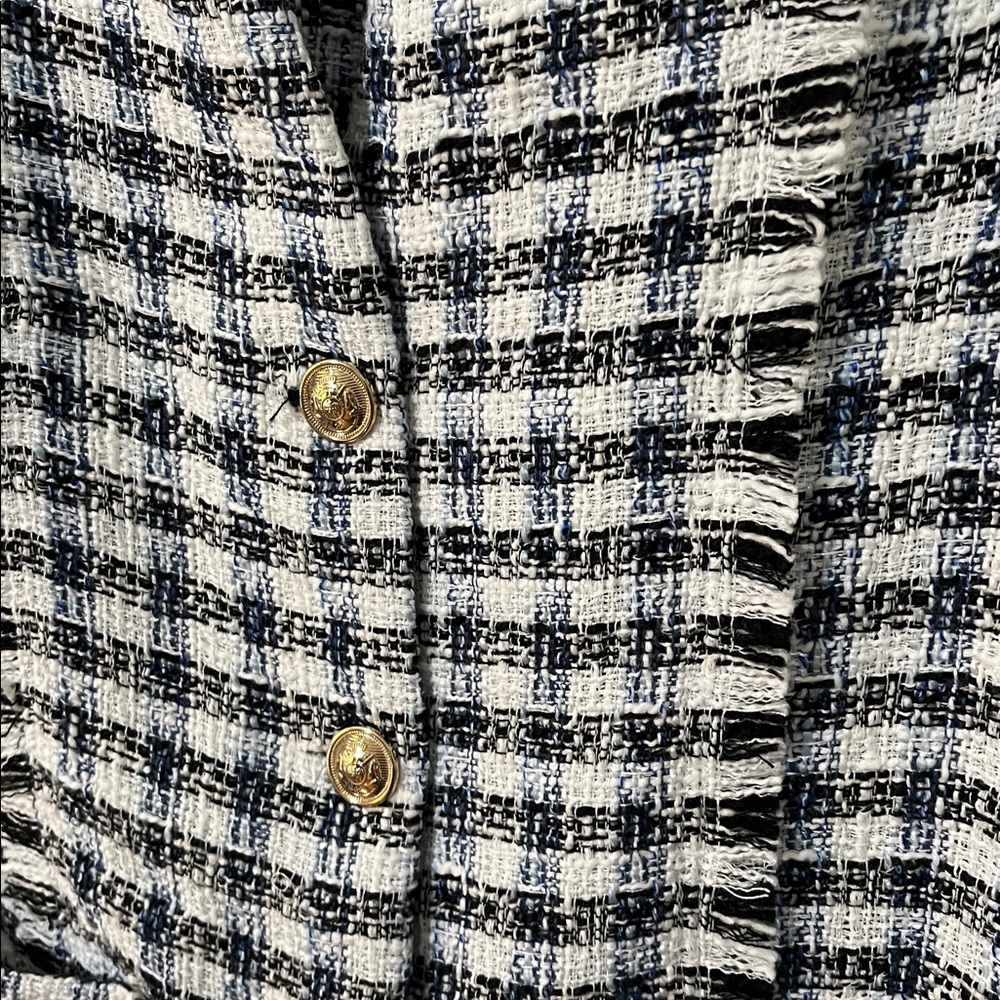 Zara Tweed Plaid Mini Dress in Blue/Black/White Size XS - Picture 4 of 7